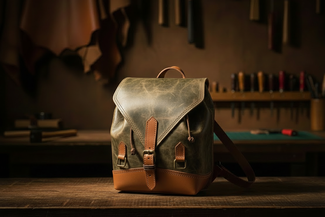 Véra / Origin - Hakiki Deri Büzgülü Sırt Çantası