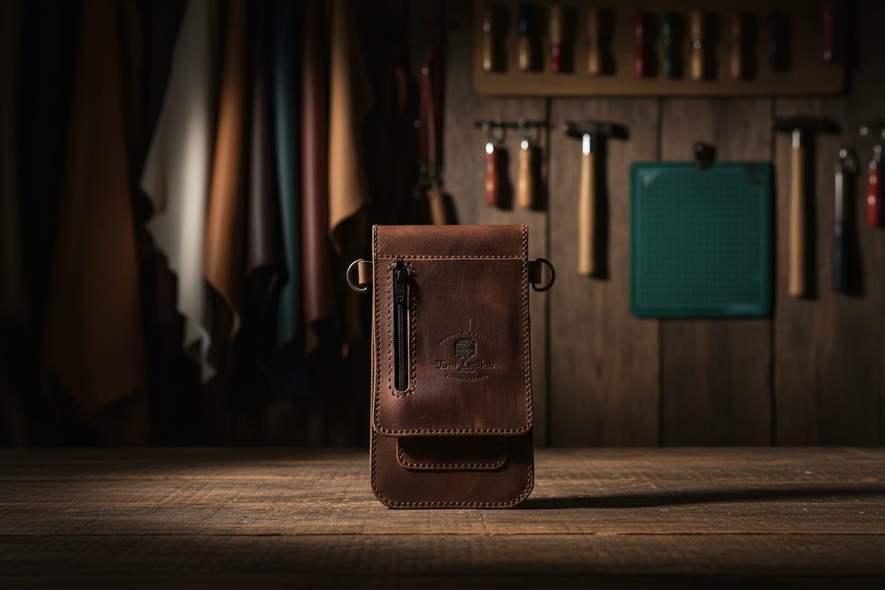 Véra / Pivot kahverengi hakiki deri uzun cüzdan ön görünüm - 2 ana bölme, 4 kart yuvası.