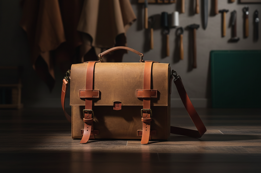 Véra/Atlas deri postacı çantası detay - el yapımı dikiş ve ayarlanabilir omuz askısı. Önden görünüm